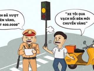 Hí họa về quy định phạt lỗi vượt đèn vàng như đèn đỏ